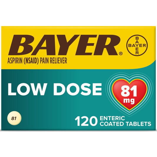 Bayer Low Dose Aspirin 81mg Enteric Coated Tablets 32ct