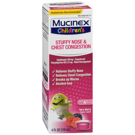 Children's Mucinex Stuffy Nose & Chest Congestion Very Berry Flavor 4oz