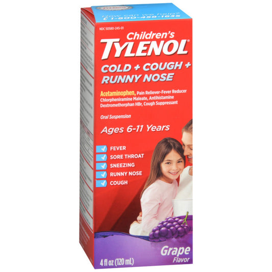 Children's Tylenol Cold + Cough + Runny Nose Oral Suspension Grape Flavor 4oz