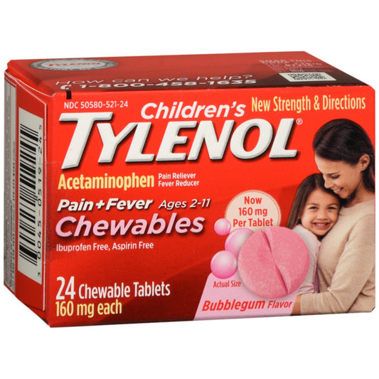 Children's Tylenol Pain + Fever 160mg Acetaminophen Bubblegum Chewable Tablets 24ct