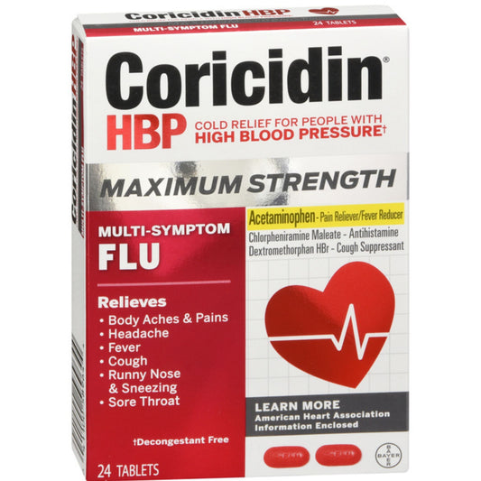 Coricidin HBP Maximum Strength Flu Tablets 24ct