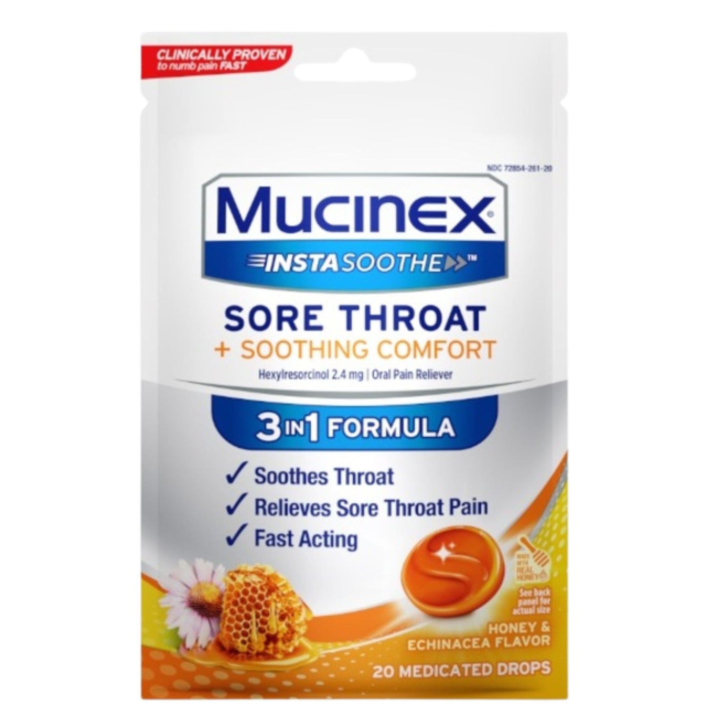 Mucinex InstaSoothe Honey Echinacea Throat Drop 20ct